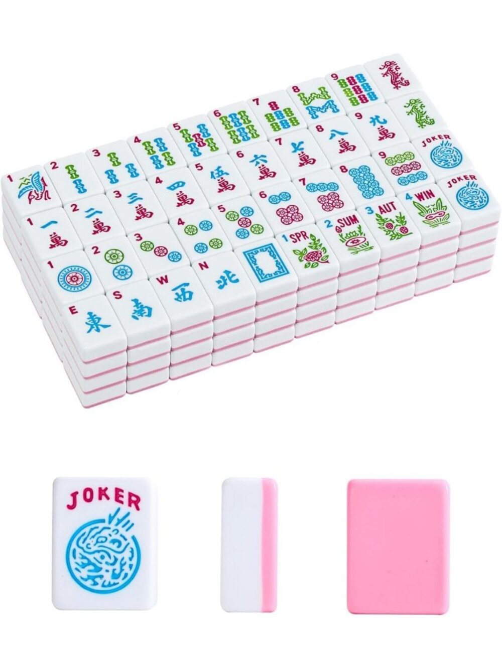 166-Piece Pink Mahjong Tile Set - 1.2” Game Tiles Only for Fun Family Nights